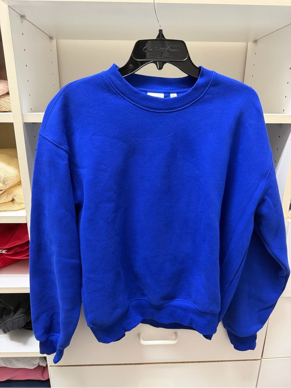 Aritzia Cozy Sweatfleece Perfect Crew Sweatshirt - Ablaze Blue - Picture 2 of 3